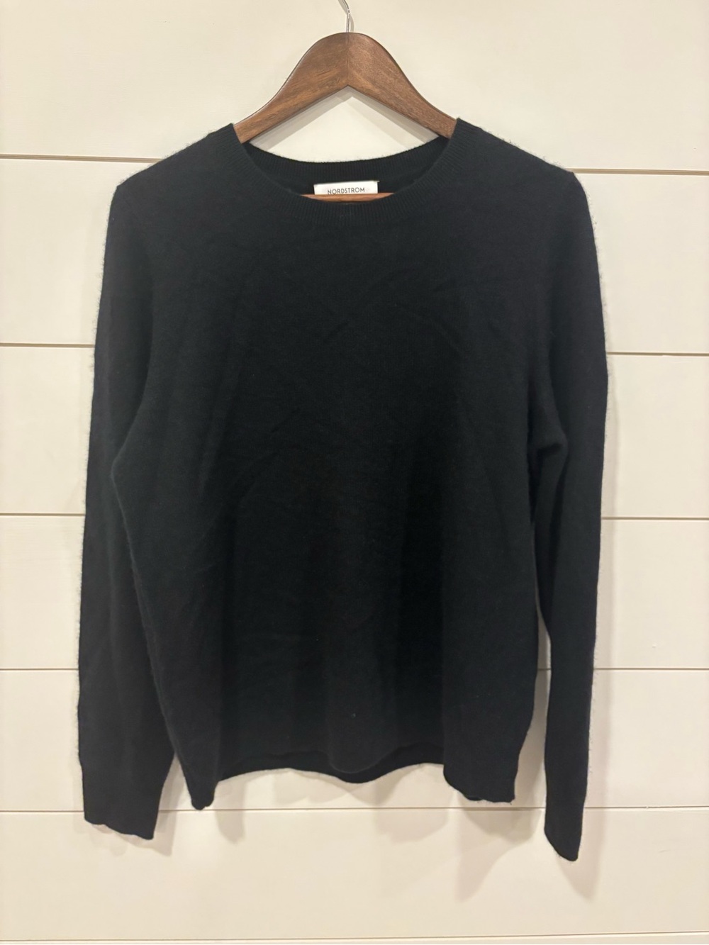 NWOT Nordstrom Black Crewneck 100% Cashmere Sweater Size XL - Picture 3 of 7